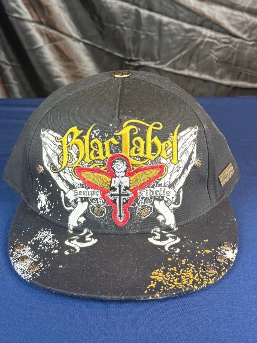 BlacLabel Graphic Snapback Hat - Black, Yellow, Red